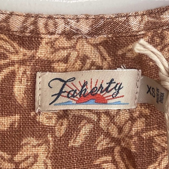 Faherty Ashley Linen Dress Bronze Riviera Floral Women's Size XS NWT - Picture 9 of 11